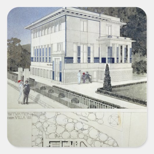 Villa Wagner, Wien Quadratischer Aufkleber (Vorderseite)