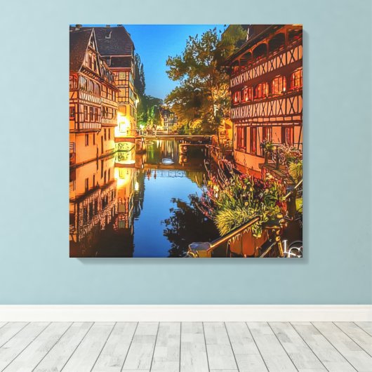 Village Abend Leinwanddruck (Insitu (Holzboden))