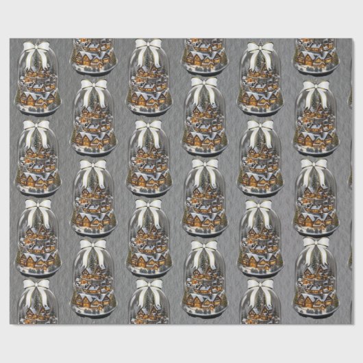 Village Christmas Snow Globe Geschenkpapier (Flach)