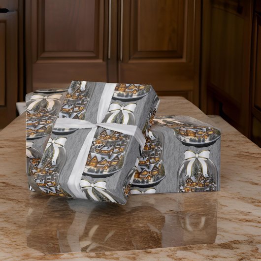 Village Christmas Snow Globe Geschenkpapier