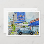 Village Cleaners Watercolor Postcard! Postkarte (Vorne/Hinten)
