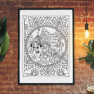 Village Gnome Mandala Erwachsenenfarben Poster