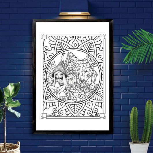 Village Gnome Mandala Erwachsenenfarben Poster