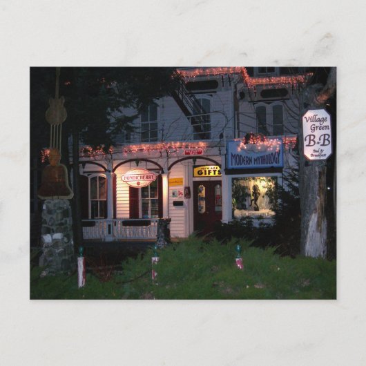 Village Green-Weihnachten Woodstock, NY Feiertagspostkarte (Vorderseite)