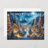 Village Snowy Scene Malerei Weihnachten (Vorne/Hinten)