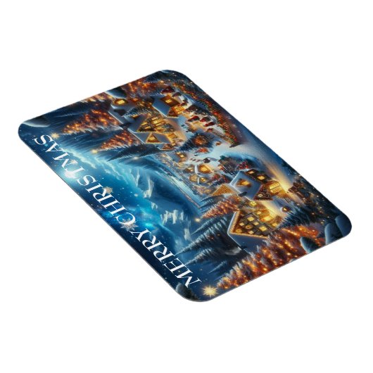 Village Snowy Scene Malerei Weihnachten Magnet (Rechte Seite)