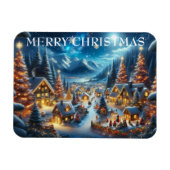Village Snowy Scene Malerei Weihnachten Magnet (Horizontal)