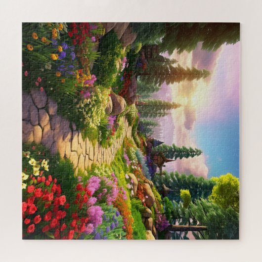 Village Spring Illustration Puzzle (Horizontal)