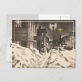 Village Street an einer Winternacht mit Star Postkarte (Vorne/Hinten)