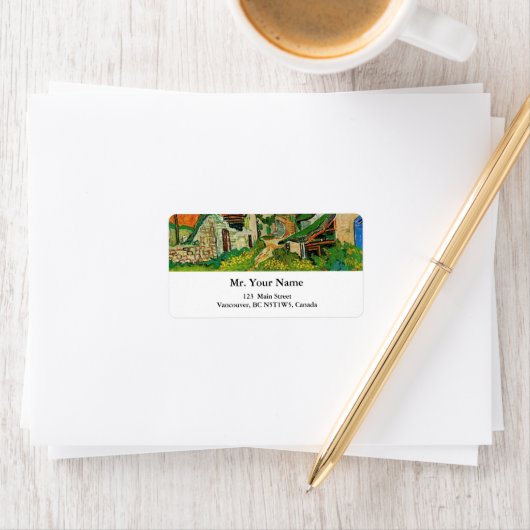 Village Street in Auvers, Vincent van Gogh Adressaufkleber (Insitu)