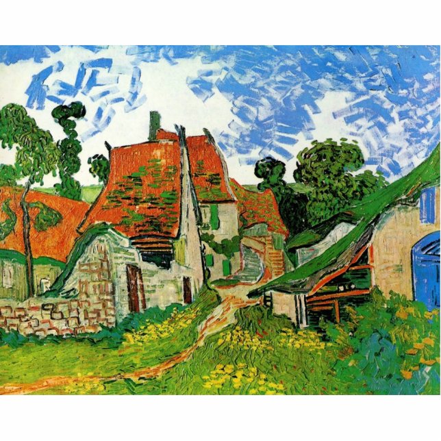Village Street in Auvers, Vincent van Gogh Freistehende Fotoskulptur (Vorne)