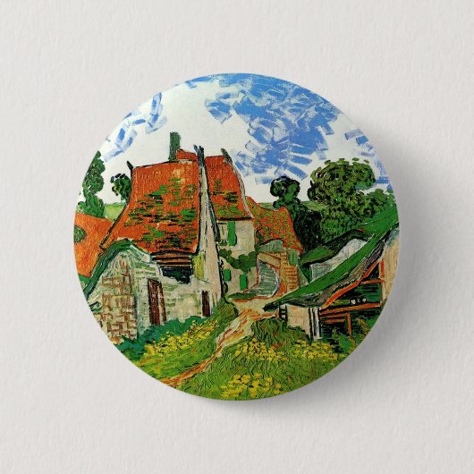 Village Street in Auvers von Vincent Van Gogh Button (Vorderseite)