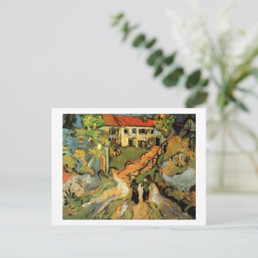 Village Street Steps Two Figures Van Gogh Fine Art Postkarte (Stehend Vorderseite)