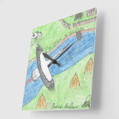 Village Vibes Quadratische Wanduhr (Winkel)