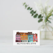 Village Watercolor Real Anwesen Broker Agent QRCod Visitenkarte (Stehend Vorderseite)