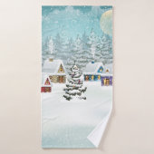Village Winterlandschaft mit schneebedeckten Häuse Badehandtuch (Badehandtuch)