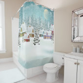 Village Winterlandschaft mit schneebedeckten Häuse Duschvorhang (Beispiel)