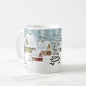Village Winterlandschaft mit schneebedeckten Häuse Kaffeetasse (Vorderseite Links)