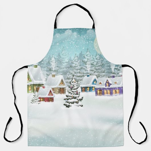 Village Winterlandschaft mit schneebedeckten Häuse Schürze (Vorderseite)