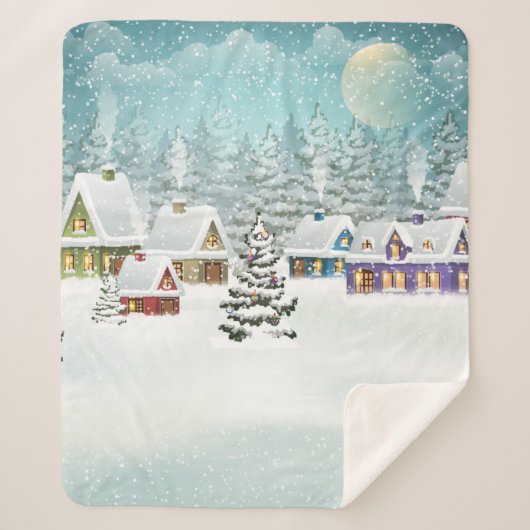 Village Winterlandschaft mit schneebedeckten Häuse Sherpadecke (Vorderseite)