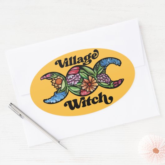Village Witch Ovaler Aufkleber (Umschlag)