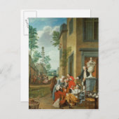 Villagers Merrymaking Feiertagspostkarte (Vorne/Hinten)
