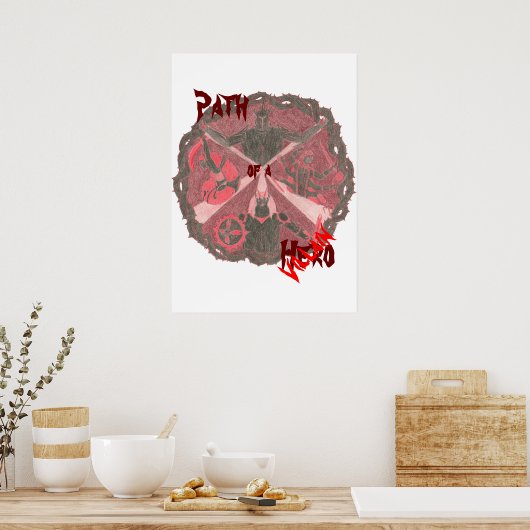 Villains Emblem "Pfad eines Helden" (mit Titel) Poster (Küche)