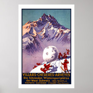 Villars, die Schweiz, Vintages Reise-Plakat Poster