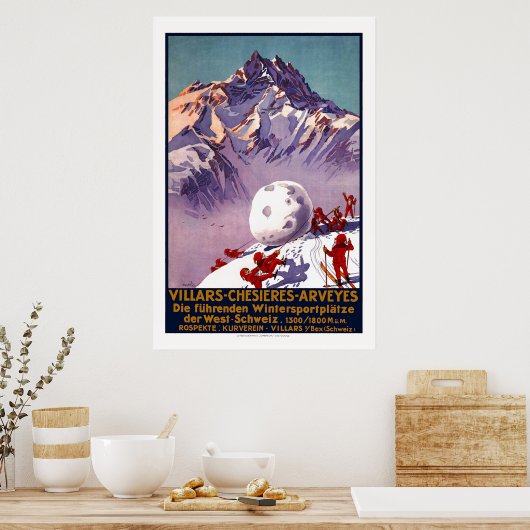 Villars, Schweiz, Vintage Travel Poster (Küche)