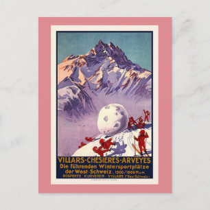 Villars, Schweiz, Vintage Travel Poster Postkarte