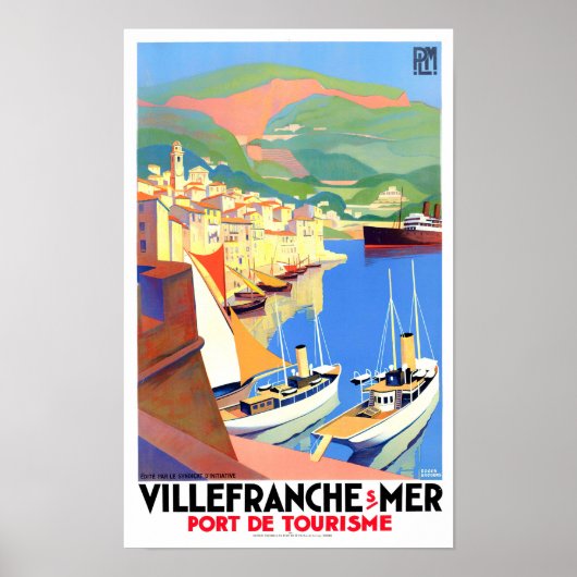 Villefranche France Vintage Poster (Vorne)