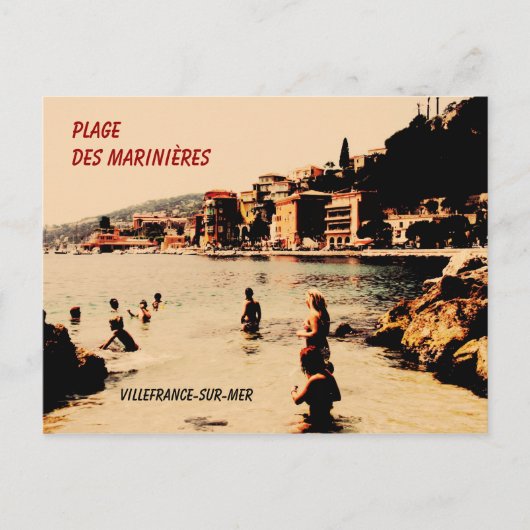 Villefranche-sur-Mer, Strand, Postkarte (Vorderseite)