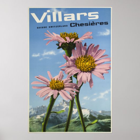 Villen, Schweizer Alpen, Skiplakat Poster (Vorne)
