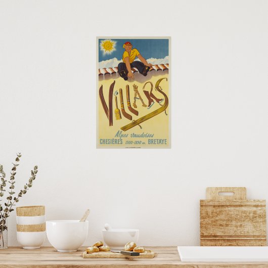 Villen, Schweizer Alpen, Skiplakat Poster (Küche)