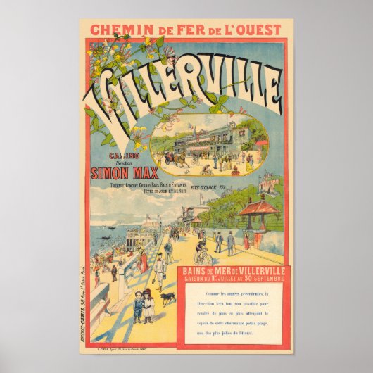 Villerville France Railroad Vintage Poster 1890 (Vorne)