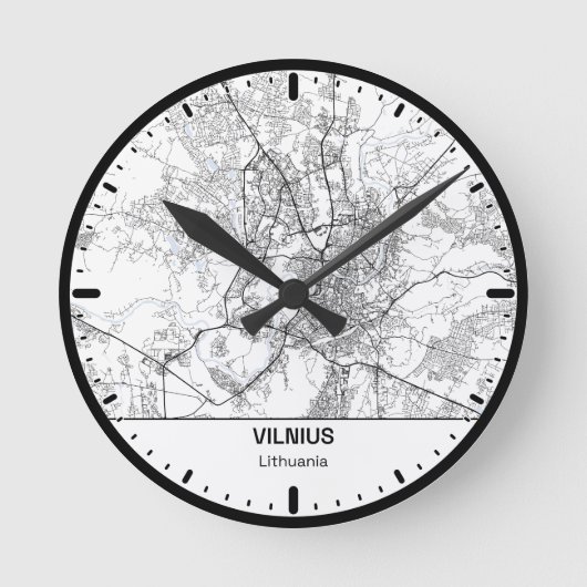 Vilnius Clock City Line Art Runde Wanduhr (Vorderseite)