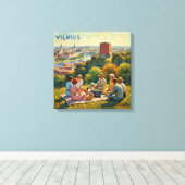 Vilnius Hügel-Picknick-Panorama Leinwand Kunst (Insitu (Holzboden))