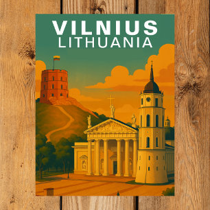 Vilnius, Litauen Hügelkuppe Backsteinturm Reise Postkarte