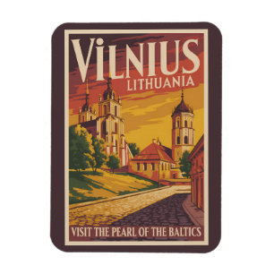 Vilnius Litauen Illustration Reise Kunst Vintage Magnet