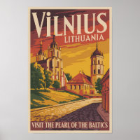 Vilnius Litauen Illustration Reise Kunst Vintage