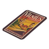 Vilnius Lithuania Illustration Travel Art Vintage Magnet (Linke Seite)