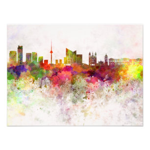 Vilnius skyline im Watercolor background Fotodruck
