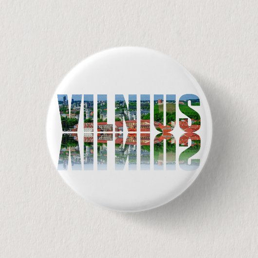 Vilnius Text mit Reflexion Button (Vorderseite)