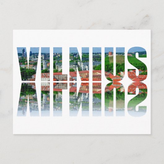 Vilnius Text mit Reflexion Feiertagspostkarte (Vorderseite)