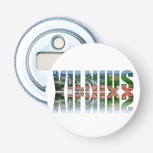 Vilnius Text mit Reflexion Flaschenöffner