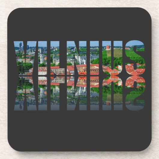Vilnius Text mit Reflexion Getränkeuntersetzer (Vorderseite)