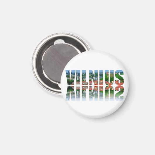 Vilnius Text mit Reflexion Magnet (Vorderseite/Rückseite)