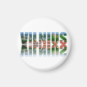 Vilnius Text mit Reflexion Magnet (Vorne)