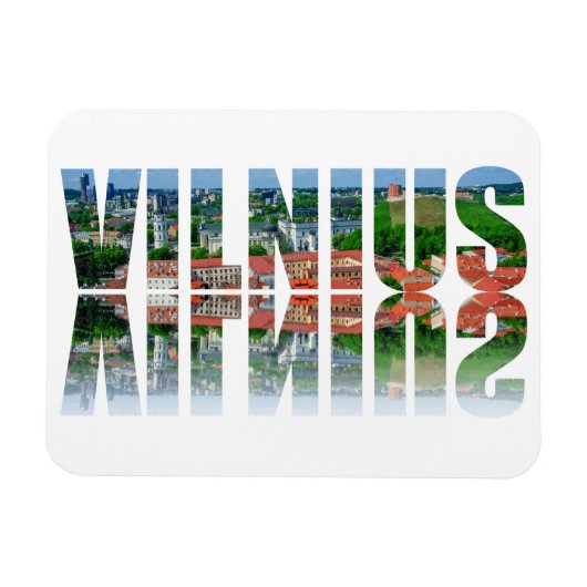 Vilnius Text mit Reflexion Magnet (Horizontal)