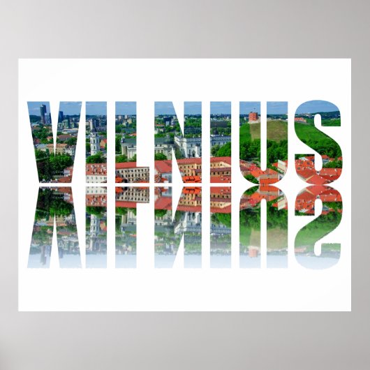 Vilnius Text mit Reflexion Poster (Vorne)